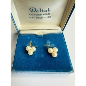 Vintage gold filled pearl earrings